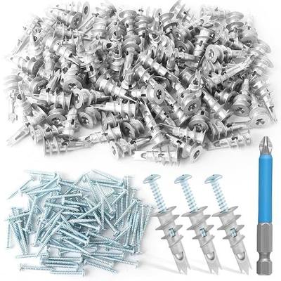 240pcs Zinc Self-Drilling Drywall Anchors, Anchor and Screw Combination with Cross Groove Drill Bit, Heavy Duty Metal Wall Anchors with Self-Tapping Screws