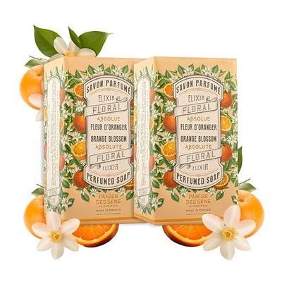 Panier des Sens Orange Blossom Triple-Milled Soap Bar Duo, 2 x 5.3 oz | French Soap Bar Duo | Vegetable Oils | Rich Creamy Lather | Made In France | For Hands & Body