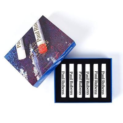 Paul Rubens White Oil Pastels for Artists, 6 Pack Soft Oil Pastels | Pure White Oil Pastels, Ultra Soft and Blendable. Ideal for Highlights, Clouds, Snow, Waves and Color Mixing
