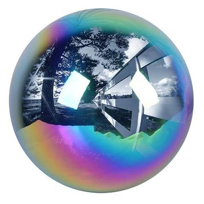10 inch Stainless Steel Gazing Ball, E-Buying Rainbow Mirror Polished Hollow Seamless Gazing Globe Reflective Garden Sphere Floating Pond Balls for Home Garden Ornament Decoration