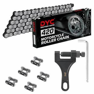 DYC 420 Chain 132 Links with 5 Master Links and Chain Breaker Tool | Cut to fit 420 chain kit for mini bikes pit bikes ATVs and go karts using 420 sprockets