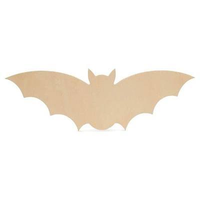 Wood Bat Cutout 12 x 4 Inch, Pack of 3 Unfinished Wooden Cutouts for Crafting, and DIY Halloween Décor, by Woodpeckers