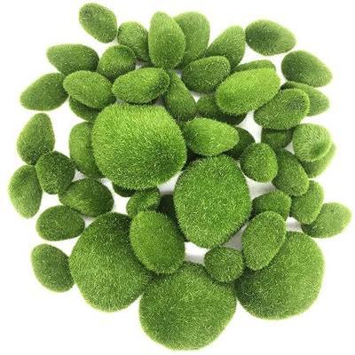 Woohome 50 PCS Artificial Moss Rocks Decorative Set, Fake Moss Rocks, DIY Mushroom and Simulation Ladybug, Fake Moss Decor for Floral Arrangements, Fairy Gardens and Crafting