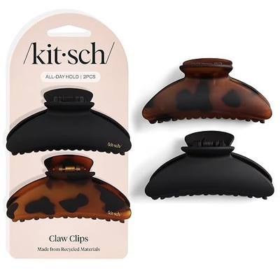 Kitsch Medium Hair Clips for Women, Strong Hold, Recycled Plastic Claw Clips for Thick Hair | Great for Updo, Half Up Hairstyle - 2pcs, Black and Tort