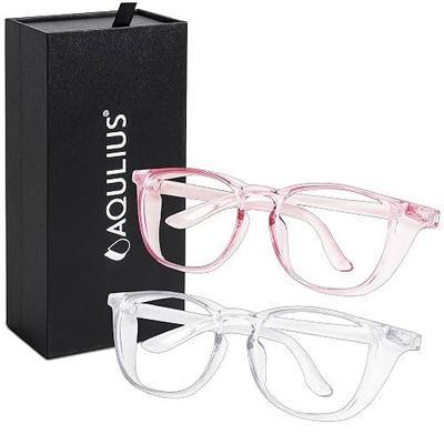Aqulius 2 Pack Stylish Safety Glasses Goggles, Scratch Resistant, Safety Glasses for Women, Blue Light, Glasses for Nurses