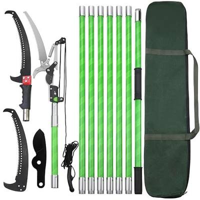 27 Feet Tree Pole Pruner Manual Branches Trimmer Tree Branch Garden Tools Loppers Hand Pole Saws Extendable Height Adustable System for Sawing and Shearing