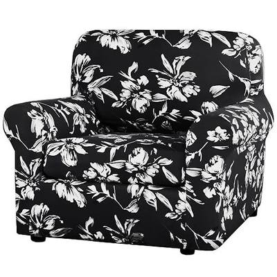 H.VERSAILTEX Super Stretch 2 Pieces Sofa Covers for Armchair Covers Living Room Chair Slipcovers Feature Soft Thick Modern Style with Individual Cushion Cover Pet Friendly - Armchair, Black