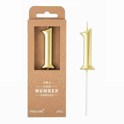PHD CAKE 2.76 Inch Elegant Gold 1 Number Birthday Candles, Gold Number Candles, Cake Number Candles, Party Celebration