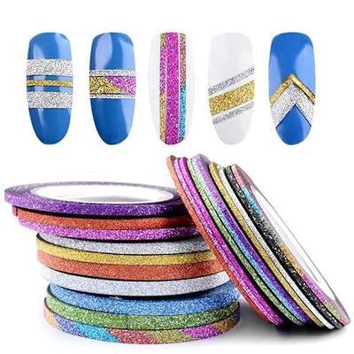Nail Art Striping Tape Lines,38 Rolls Matte Nail Line Tape Strips for Design Glitter Gold Silver Blue Nail Striping Tape Set,1mm 2mm 3mm Fingernail Color Tape Nails Stickers Stripes