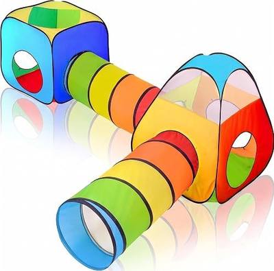 4 in 1: Play Tent With Crawling Tunnel, Partial Ball Pit, and Playhouse - Children's Baby Tent With Bag, Multi-Coloured B