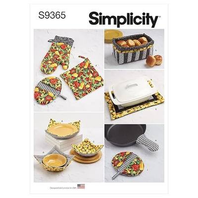 Simplicity S9365 Quilted Kitchen Accessories Sewing Pattern, Bowl Cozies, Oven Mitts, Pot Holders & More, One Size