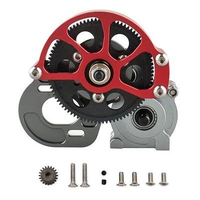 SecosAutoparts 1/10 RC Car Transmission Case Gearbox with Gear Full Alloy Assembled for SCX10 SCX10 II 90046 90047 RC Crawler Car (Titanium) Full Metal Assembled Transmission Case Center Gearbox with