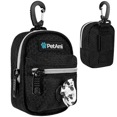 PetAmi Dog Poop Bag Holder for Leash, Waste Bag Dispenser Pet Pouch, Black