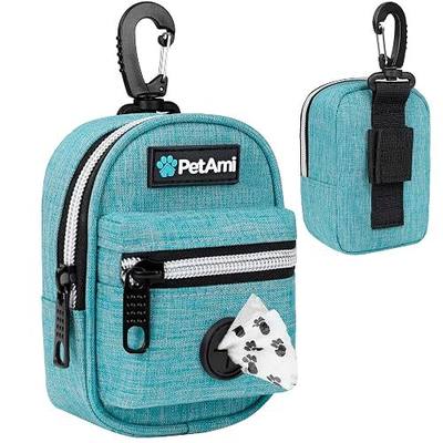 PetAmi Dog Poop Bag Holder For Leash, Dog Pet Waste Bag Dispenser For Poop With Clip For Doggie Puppy Walking Accessories Travel Camping, Dog Treat Pouch Supplies, Blue