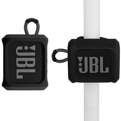 Silicone Case Cover for JBL Go 3 Portable Speaker with Removable Strap for Bike Golf Cart Travel Carrying Case Protective Sleeve Speaker Cover (Black)