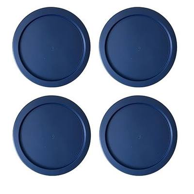 Replacement Lids fits Pyrex 4-Cup Glass Food Storage Container Bowls, 6-Inch Plastic Round Lids Covers for Pyrex 7201-PC, Airtight & Leakproof (4-Pack, Blue)