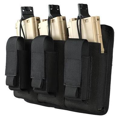 MGFLASHFORCE Triple Molle Mag Pouch for Rifle and Pistol, Open-Top Tactical Kangaroo Magazine Pouches Black