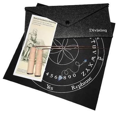 On The Fly Dowsing Kit with Pure Copper Rods and Rose Quartz Pendulum | to Start | Wooden Handles | Paranormal, Underground Resources, Answers to Questions | Made in USA