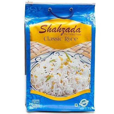 Shahzada Classic White Rice 10 lbs – Premium Aged, Aromatic & Flavorful Long Grain | Slender, Non-GMO, Quick Cooking, Everyday Rice in Resealable Zip-Lock Bag for Freshness