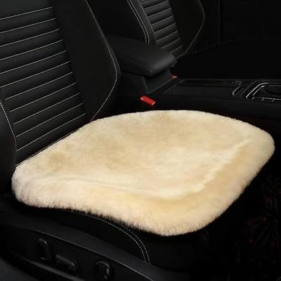 LLB Genuine Sheepskin Car Seat Cushion Seat Covers for Cars Trucks SUV Comfort Seat Protector Pad for Car Driver Seat Car Accessories for Women Office Chair Car Decor (Pearl, Front Seat Cushion-1 Pc)