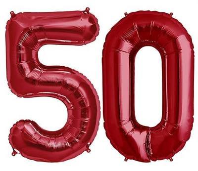 Red Number 50 Balloon, 40 Inch