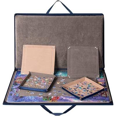 Lavievert 1000 Piece Jigsaw Puzzle Board with Padded Cover, Portable Case with 4 Sorting Trays & Detachable Board, Puzzle Caddy Storage Saver with Non-Slip Surface for Adults