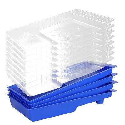 CertBuy 4 Pack 6 Inch Paint Tray with 8 Pack Disposable Paint Tray Liners Blue Plastic Paint Roller Tray for Household (Fit for 4 Inch Paint Rollers)