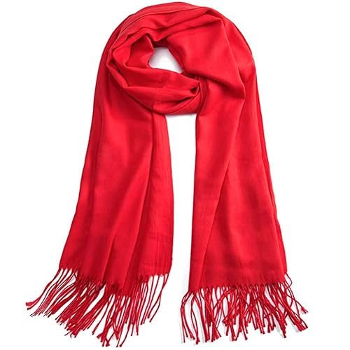Fish Man Women's Scarf Pashmina Shawl Warm Winter Pashmina Wraps Oversized Cashmere Feel Scarves with Tassels