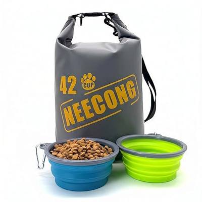 Dog Food Travel Bag With Collapsible Travel Bowls, 42 Cup Dog Food Storage System for Camping, Everyday-10L Food Dry Bag