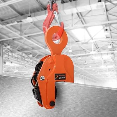 BEAMNOVA 2 Tons Vertical Plate Lifting Clamp, Non-Rotating Ring | 4400 lbs Sheet Metal Lifting Rigging Clamp, Metal Steel Plates Lifter, Heavy Duty Orange Transporting Gripper