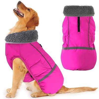 Dogcheer Warm Dog Coat, Christmas Dog Jacket Waterproof Puppy Winter Coat with Buckles, Reflective Adjustable Pet Snow Jacket Turtleneck Fleece Sweater for Small Medium Large Dogs - Pink, M