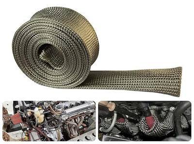 Heat Shield Sleeve Fuel Line Heat Shield Auto Hose Spark Plug Wire Cover Protectors Boots Roll 2500 Degree for Car&Auto Wire Loom Brake Cable (3/4" IDX10FT, Titanium)