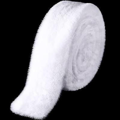 Christmas Faux Fur Ribbon Trim Winter Xmas Tree Winding Garland Artificial Furry Stripe Accessory Holiday Faux Fur Fabric Roll Garland for Xmas Party Sewing Costume Trimming (White, 3 Inch x 20 Ft)