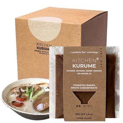 Kitchen Kurume® Tonkotsu Ramen Broth (19 Fl oz) Concentrate, Rich & Creamy Pork Soup Base, Authentic Japanese Ramen, Made in USA, 100% Natural, No MSG, Pack of 10