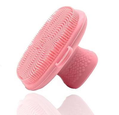 Mini Silicone Face Scrubber Exfoliator Brush, Manual Facial Cleansing Brush Pad Soft Face Cleanser for Exfoliating and Massage Pore for All Skin Types (Pink)