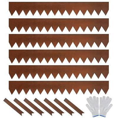 Worth Garden 20ft Pre-Rusted Cor-Ten Steel Landscape Edging – Heavy Duty Metal Garden Edging Border, 40" L x 6-Pack 5.5" H Panels, No-Dig Hammer-in Lawn & Yard Edging with 7 Clamps & Gloves