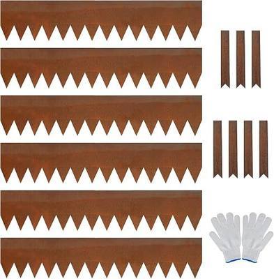 Worth Garden 6 Pack Cor-Ten Steel Landscape Edging w/Rust Patina Finish - 40" L x 8" H Strips - Hammer-in 14-Gauge Metal Corten Edging Border w/ 7 Clips & Gloves - Edge for Lawn Yard (20Ft Total)