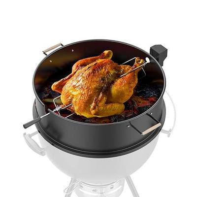 Rotisserie Grill Kit Premium Chicken Rotisserie for Weber 22 Kettle Grill, Rotating Ring Kit for Weber Kettle Accessories, Upgraded Electric Motor - Well Balanced