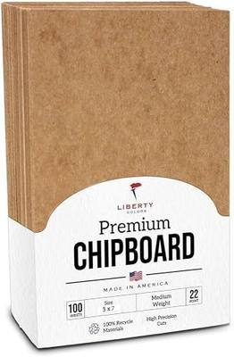 Premium 22-Point Chipboard Sheets – 100-Pack, 5" x 7" – Extra Durable, Wide Range of Usage for Business, Bookbinding, Framing & Packaging by Liberty Colors