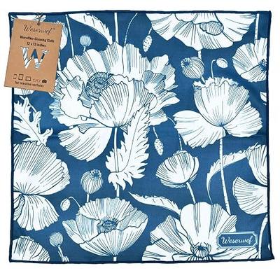 WESERWEF Design Microfiber Glasses Cleaning Cloth – Premium Cleaning Cloth for Eyeglasses, Screens, Tablets, Cameras & Lenses, 12" x 12", Ultra-Soft & Scratch-Free (Blue Poppies)