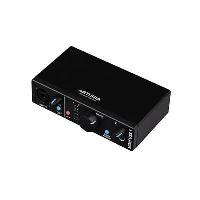 Arturia MiniFuse 1 - Compact USB Audio Interface with Creative Software for Recording, Production, Podcasting, Guitar - Black | 1x Xlr and ¼ Combo with 48V, 2x Balanced Trs Monitor Outs, Headphone Out, USB-C Bus-Powered, 24-Bit/192khz, Bundled Software