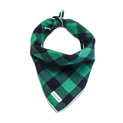 Dog Bandana Buffalo Plaid - Christmas Green pet Bandana Made with Soft Cozy Flannel for Puppies. Cute Dog Accessory for Fall Winter Holiday for Large Medium and Small Dogs.