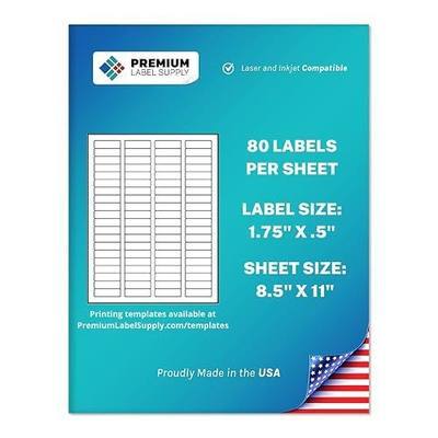 Premium Label Supply White Sticker Return Address Labels – 1.75" x .5" – Laser/Inkjet Compatible – (80 per Sheet), 25 Sheets – 2000 Total Adhesive Labels