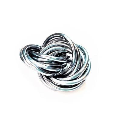 Möbii Fidget Ball (Solid Color): Quiet Mobius ADHD Anxiety Stim Stress Relief Toy Tool for Home Travel Office or Desk (Medium, Half, Mercury Silver)
