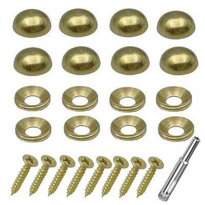 8Pcs Pure Brass Decorative Screw with Caps used as Mirror Screw,Metal Wall Art Decor,Upholstery Tacks,Thumb Tacks for Wall Hangings,Fast Cap,Wood Handcrafted,Fasteners Hardware (3/5", 15mm gold brass)