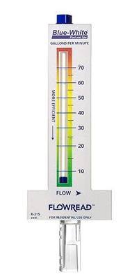 Blue-White FLOWREAD® R-315, 10-70 GPM, Acrylic Flow Meter for 1.50" ID Pipe, accurate flow rate measurement for residential swimming pools