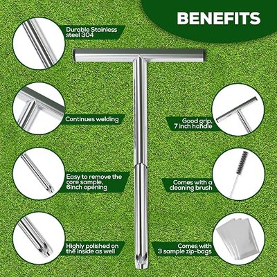 SturdyShape Premium Soil Probe Sampler Kit Made with High Grade Stainless Steel (12 Inch)
