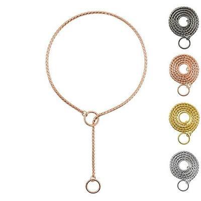 Heavy Duty Dog Choke Collar Slip Dog P Chain Snake Collar Plating Anti-Rust Dog Training Collars for Small Large Dogs Black/Gold/Silver/Rose Gold 15.5in-29.5in (21.5in, Rose Gold)