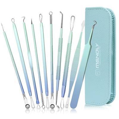 Blackhead Remover Tools MENOLY 10Pcs Pimple Popper Tool Kit, Blackhead Remover Extractor Tools, Anti-Slip Handle Pimple Comedone Extractor Acne Kit for Blackhead,Blemish,Zit Whitehead
