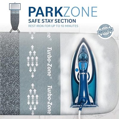 Bartnelli Pulse Ironing Board with New Patent Technology | Made in Europe with Patent Fast-Glide Turbo & Park Zone, with Smart Hanger, 4 Layer Cover Pad | 4 Premium Steel Legs (Size 43x13)
